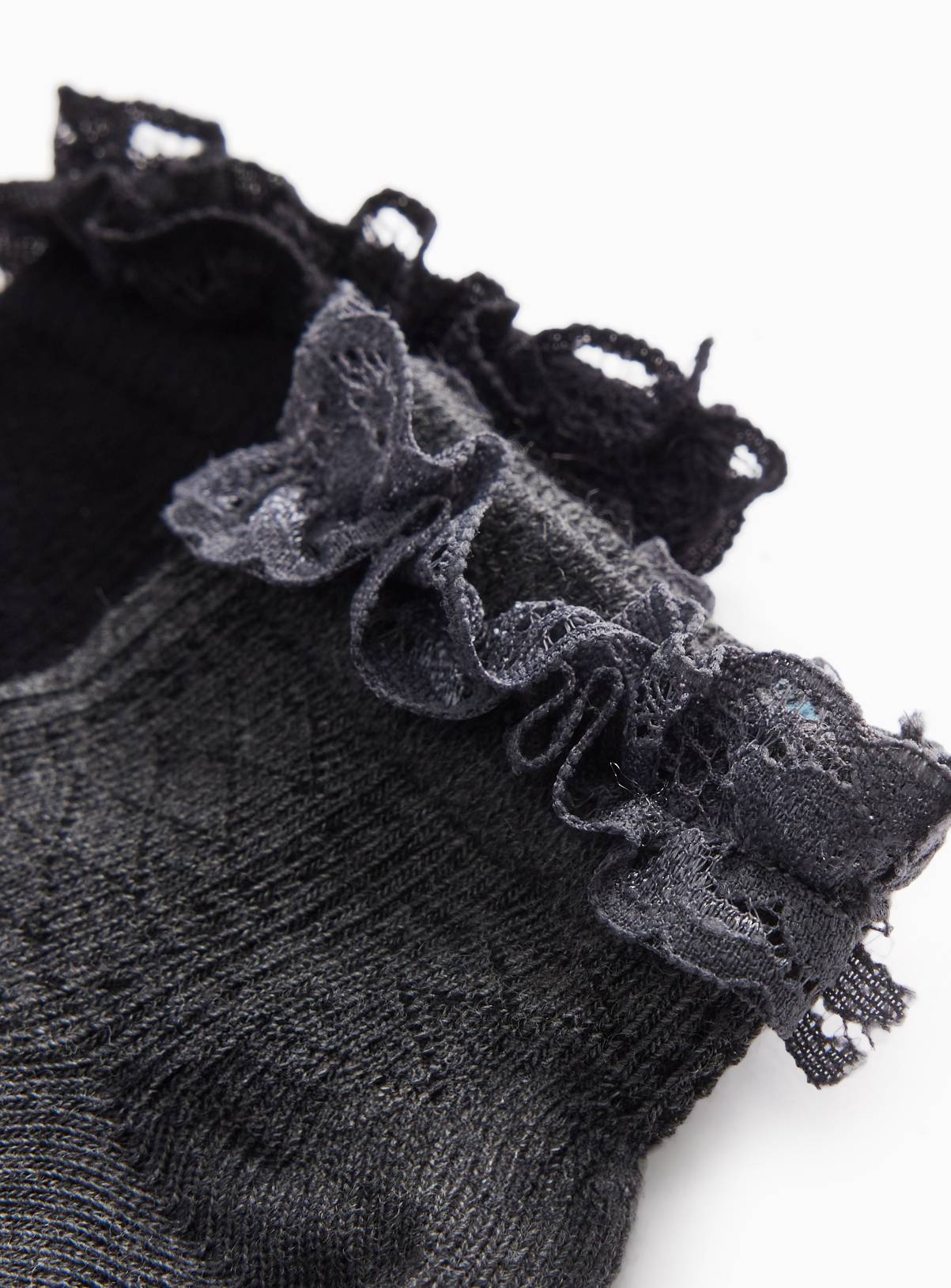 Black & Grey Lace Trim Socks 5 Pack 6-8.5 Infant - Image 2